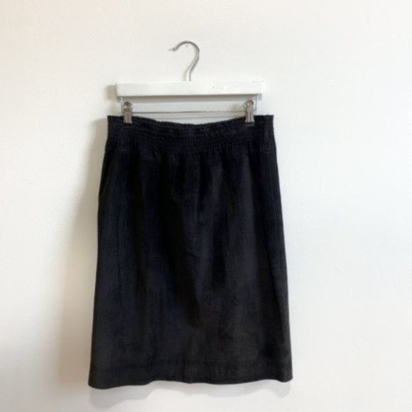 [SOLD] Vintage Black Genuine Suede Elasticated Waist Skirt Size Medium to Large - Picture 6 of 16